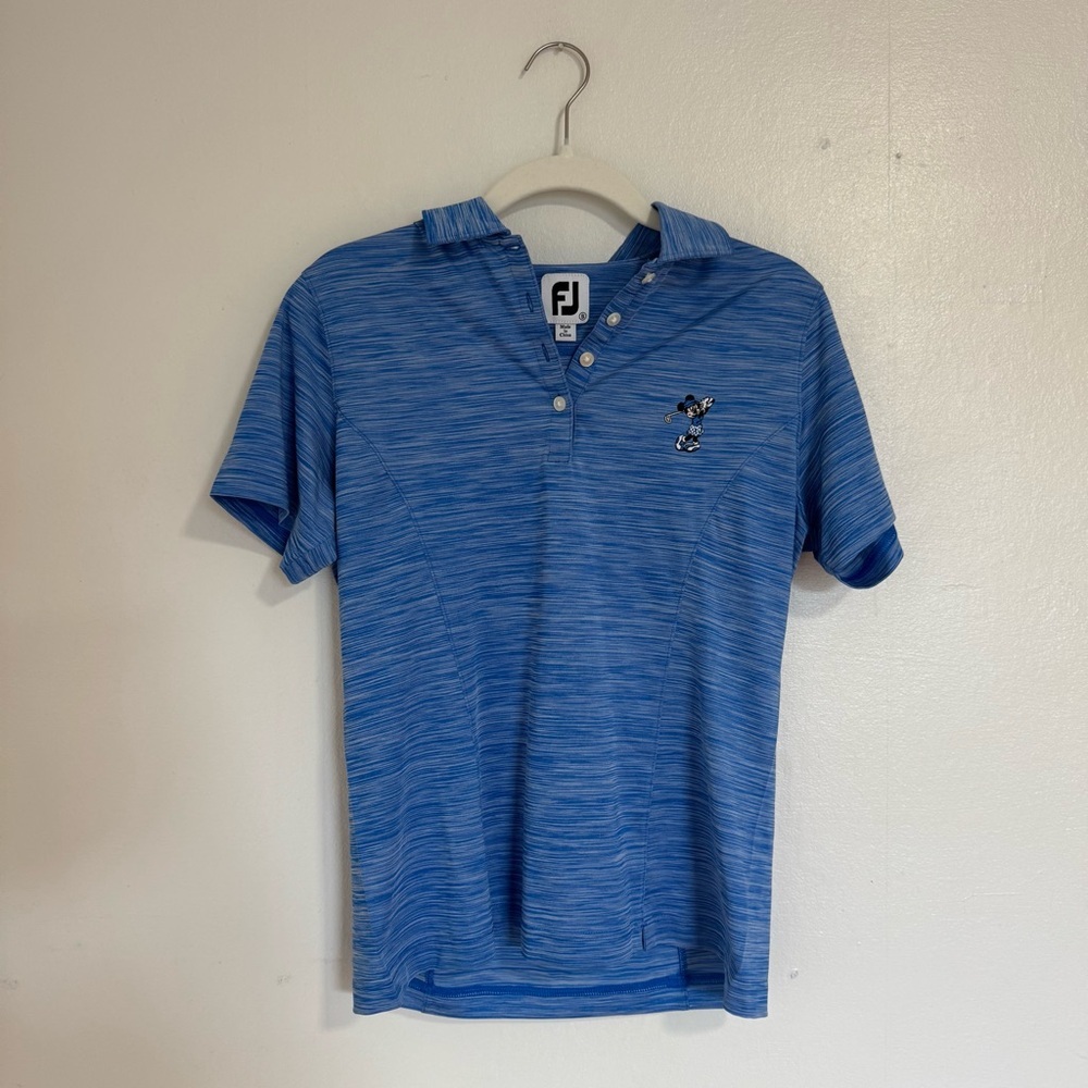 FootJoy Men's Blue Striped Disney Mickey Mouse Golf Polo Collared Shirt